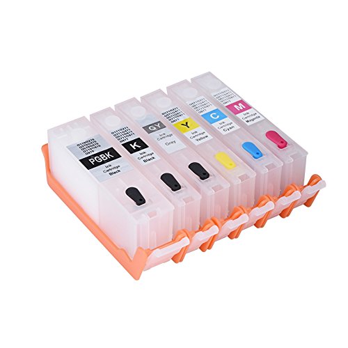 Mugast 6 Colors Refillable Ink Cartridge, Universal Ink Cartridge with ARC Chip