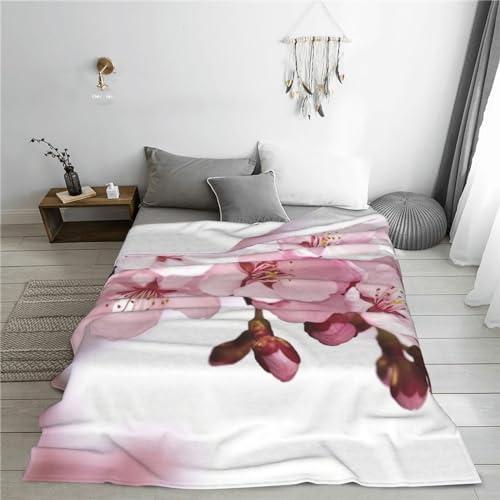 Couverture polaire fleurs de cerisier plaid chaud canapé - 8
