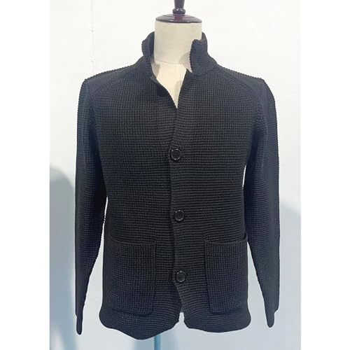 Men's Cardigan Sweater Slim Fit Stand Collar Cardigan Outerwear Casual Knitted Button Down Sweater with Pockets2