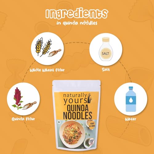 Image of Naturally Yours Quinoa Hakka Noodles | Whole Wheat & Quinoa | No Maida, No Onion No Garlic, Jain Friendly, Vegan, Preservative Free, No MSG | High Protein & Fiber | Tastemaker Inside | 180g Pack