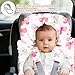 Hooyax Infant Car Seat Insert with Removable Head Support, Dual-Sided Baby Car Seat Cushion for Preemies & Newborns - Universal Head & Body Support for Car Seat, Stroller & Swing(Bow Flower)
