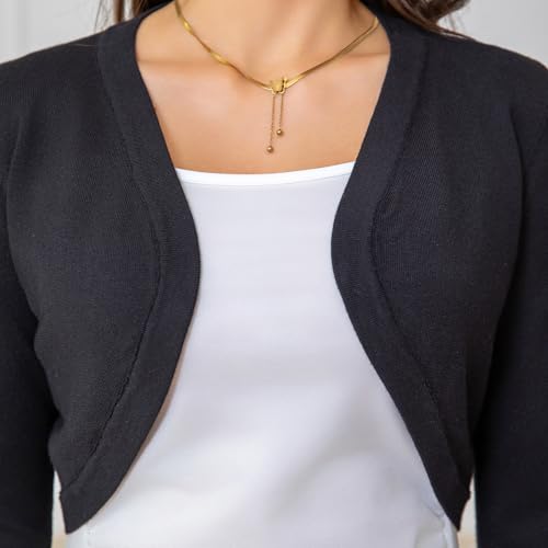 Image of CHUANGDA Womens 3 /4 Sleeve Shawl Collar Cardigan Lightweight Style Front-Opening Cropped Length Suitable for Women S-2XL