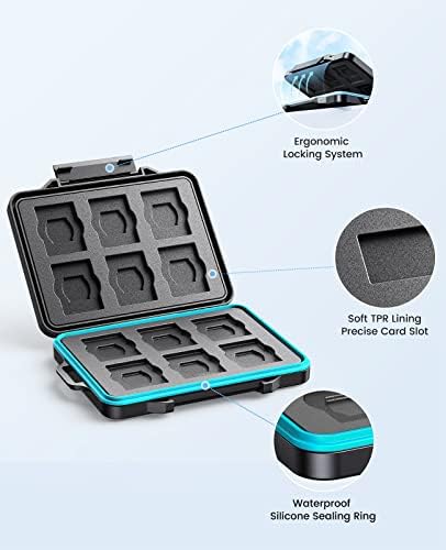ORICO 24 Slots SD Card Case Holder for 12 SD TF Card Waterproof Shock Resistant Memory SD Card Carrying Storage Organizer Box with Labels