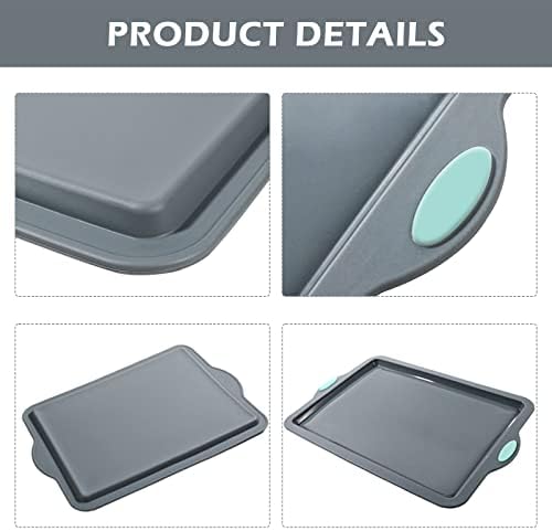 Webake Silicone Sheet Cake Pan, 14 Inch Silicone Sheet Pans 2 Pack Cookie Sheet Jelly Roll Pan Rectangular Cooking Sheet Baking Trays for Oven - Thumbnail 3