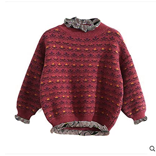 Girl's Sweater Tops Long Sleeves Bottomed Girls Tops (Red, 7-8 Years)