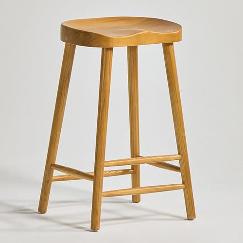 WSG Shaker Bar Stool Traditional Farmhouse Style Oak Colour Frame 66cm