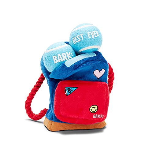 Barkbox 2 in 1 Interactive Plush Dog Toy - Rip and Reveal Toy for Dogs and Puppies - Stimulating Squeaky Pet Toys | Janspup Backpack (Large)
