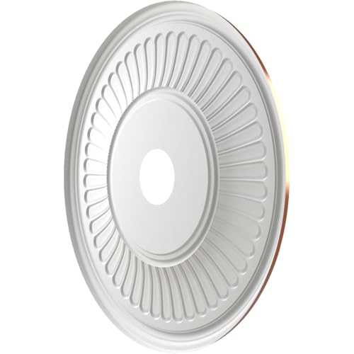 Image of Ekena Millwork CMP22BEBCO Berkshire Thermoformed PVC Ceiling Medallion (Fits Canopies up to 10 1 /8 inch), 22 inchOD x 3 1 /2 inchID x 1 inchP, Bright Coat Copper