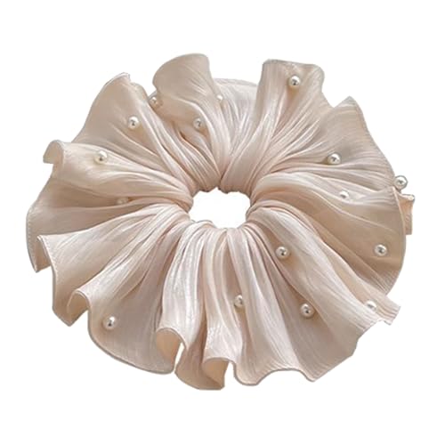 Accesorio creativo para el cabello grande con detalles de cuentas y diseño de encaje francés, para coleta, decoración para el cabello para mujer, elegantes coleteros franceses