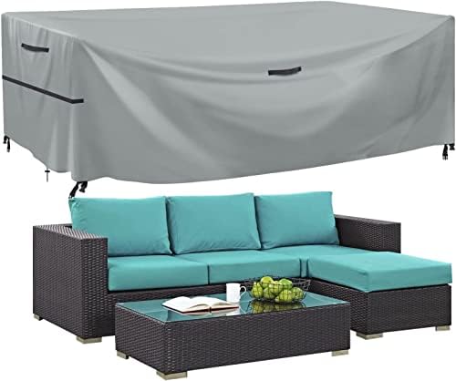 GARPROVM Garden Furniture Covers,250x160x80cm Large Outdoor Table Cover 600D Heavy Duty Oxford Fabric Patio Furniture Covers Waterproof,Windproof,&Anti-UV for Chair and Table Rattan Sofa