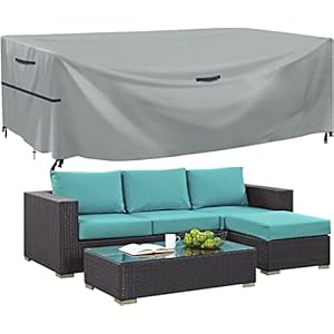 GARPROVM Garden Furniture Covers,270x185x89cm Large Outdoor Table Cover 600D Heavy Duty Oxford Fabric Patio Furniture Covers Waterproof,Windproof,&Anti-UV for Chair and Table Rattan Sofa