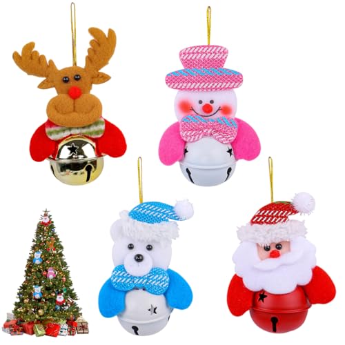 Navidad Jingle Bells, 4 Piezas Colgante Campana, Para Fiestas Navideñas, Campanas Navideñas Colgantes, Campanas de Noel Ornamentos