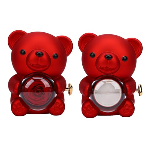 KUIDAMOS Bonito Joyero Preservada con Compartimento Oculto para Bodas, Aniversarios y Cumpleaños, Caja de Regalo (Rojo)