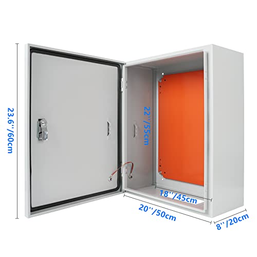 Cold Rolled Steel Electrical Box 23.6'' X 20'' X 8'' Indoor/Outdoor Thick Electrical Enclosure Box With Mounting Plate Ip66 Weatherproof Anti-Rust And Anti-Corrosion (23.6'' X 20'' X 8'') #TOP6
