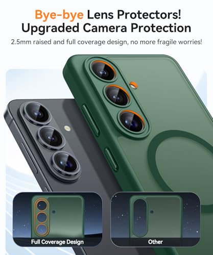 Image of CANSHN Designed for Samsung Galaxy S26 Plus Case (6.7 inch), Upgraded [Full Camera Protection] [Compatible with Magsafe] [Translucent Matte] Shockproof Protective Phone Cover, Deep Green