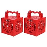 VILLCASE 2 Piezas Caja de Madera Estilo Chino para Boda con Diseño Hueco y Borlas de Unidades Contenedor Resistente para Dulces y Recuerdos Fiestas de Compromiso y Despedidas de Soltera