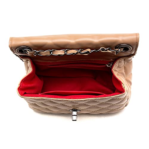 Bolsa Feminina Alça Transversal Com Corrente Metalasse Mini Tampa Baby - Nexstar (Nude)