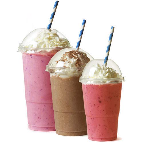 We Can Source It Ltd – Plastic Smoothie Cups 12oz 340ml with Dome Lids – Durable Drinkware for Cold Drinks, Smoothies, Milkshakes – Break Resistant & Disposable – Home, Café, Travel Use - Pack of 200