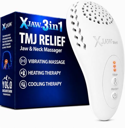 XJAW Hot & Cold TMJ Relief Products Jaw Massager w/ Exclusive Cooling Mode 3-in-1 TMJ Massage Tool with Heat Cooling & Vibration for Jaw & Neck Tension Soothing Jaw & Neck Comfort