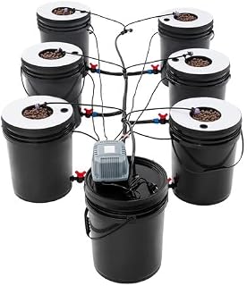 Hydroponik-Anbauset Hydroponik System Tiefwasserkultur Eimern Hydroponic Hydroponisches Eimerset FüR Die Tiefenwasserkultur Im Kreislauf Zum Anbau Von GemüSe Mit Luftpumpe Schwarz 7-PflanzküBel 20L