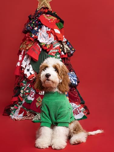 Image of Fitwarm 3 Pack Classic Fleece Dog Sweater, Christmas Dog Winter Clothes for Small Dogs Boy Girl, Holiday Pet Apparel, Burgundy Red, Green, Navy Blue, XXL