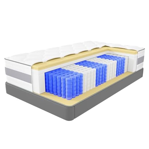 INMOKO Matelas160x200 cm, Matelas à Ressorts ensachés, Hauteur de 25 cm, Soutien en 7 Zones, Design Ergonomique,Durable, réversible, fermeté Moyenne (H3/H4)