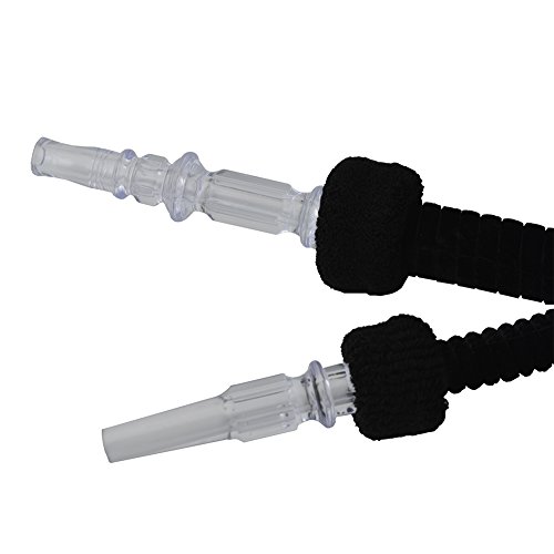 Hookah Hose 6.75ft Washable Hookah Pipe with Detachable Mouth Tips Soft Textile Covering Durable Shisha Hose (Black)