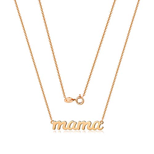 925 Sterling Silver Mama Necklace Mom Gifts, Rose Gold Plated Tiny Mom Necklace for Mom Gifts for Mother from Daughter Mom to be Mother in Law Stepmother New Mom Gifts for Women Dainty Mom Jewelry