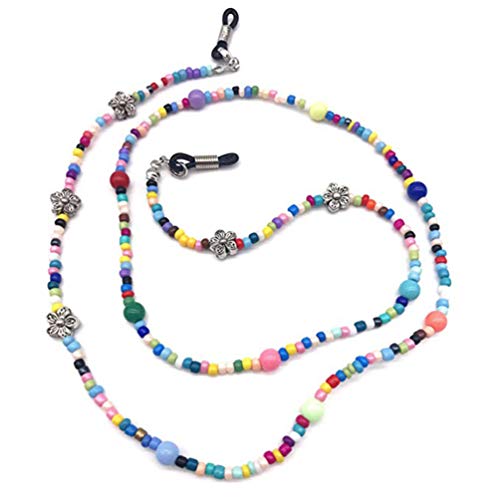 Holibanna Corrente ajustável para óculos de sol com contas e suporte de borracha, óculos de sol vint