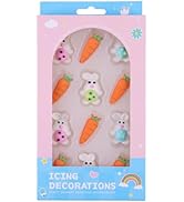 Edible Easter Cookie Decorations Easter Rabbit with Eggs, Carrot Sprinkles for Cupcakes, Cake, Ma...