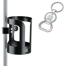 Sturdy drink holder for screwing on pipes up to 30 mm in diameter Ideal for microphone stands and tripods Suitable for: bottles, glasses and cups with max. Diameter: 95 mm Original gift idea for musicians + Keepdrum bottle opener keyring