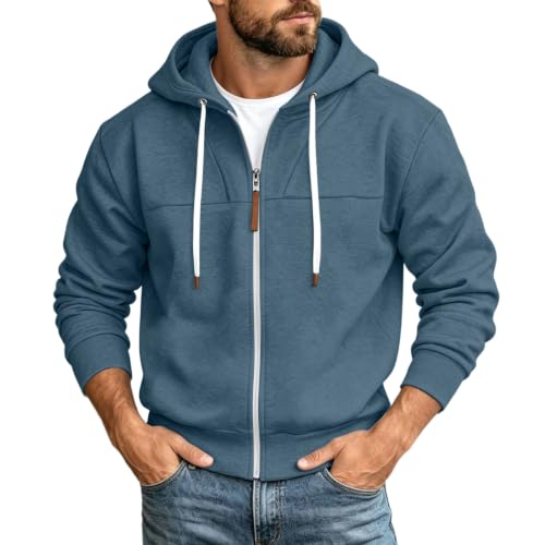 Mens Full Zip Hoodies Fashion Fleece Drawstring Hooded Sweatshirts Jackets - image 1