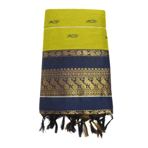 Image of Pure Kalyani Cotton Saree | Zari Border & Blouse Piece - Lata Gadwal Design | Traditional Saree