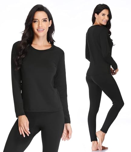 Image of Thermal Underwear for Women Long Johns Set Fleece Lined Winter Cold Weather