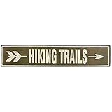 ZMKDLL Hiking Trails Arrow Tin Metal Sign Adventures Mountains Camping Fishing Hike 16'x4'