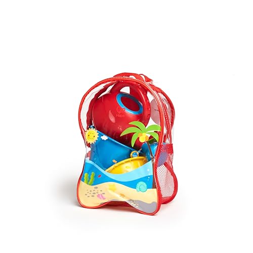 Hape Strandrucksack Grundausstattung – 7-teiliges Sandspielzeug-Set mit...