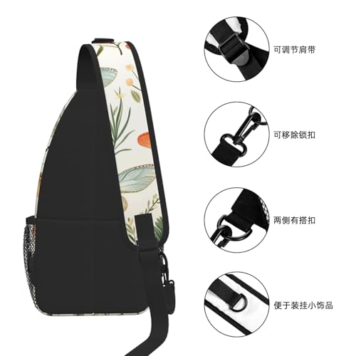 Bolso bandolera unisex con diseño de pájaro y libélula miniatura 7