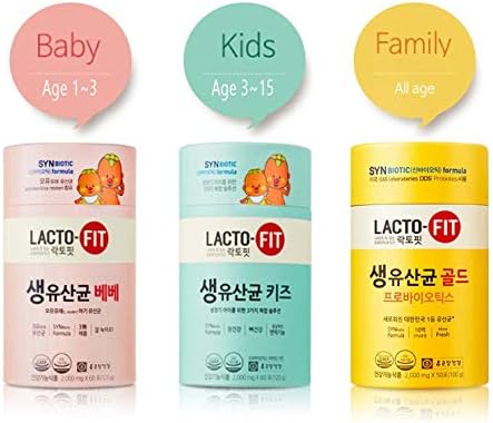 CKD LACTO-FIT Gold, 1 Billion Probiotics per Pack, Probiotics Prebiotics SYNBiotics, Shelf Stable Probiotic Supplement with Prebiotic; (2000mg * 50EA * 3EA Set Gift Box) + lactofit Green 2ea