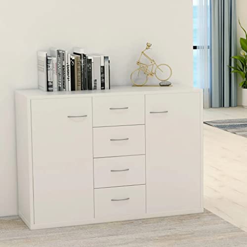 Vidaxl Sideboard Home Indoor Living Room Hallway Buffet Storage Side Cabinet Organizer Cupboard Furniture White And Sonoma Oak Engineered Wood #TOP4