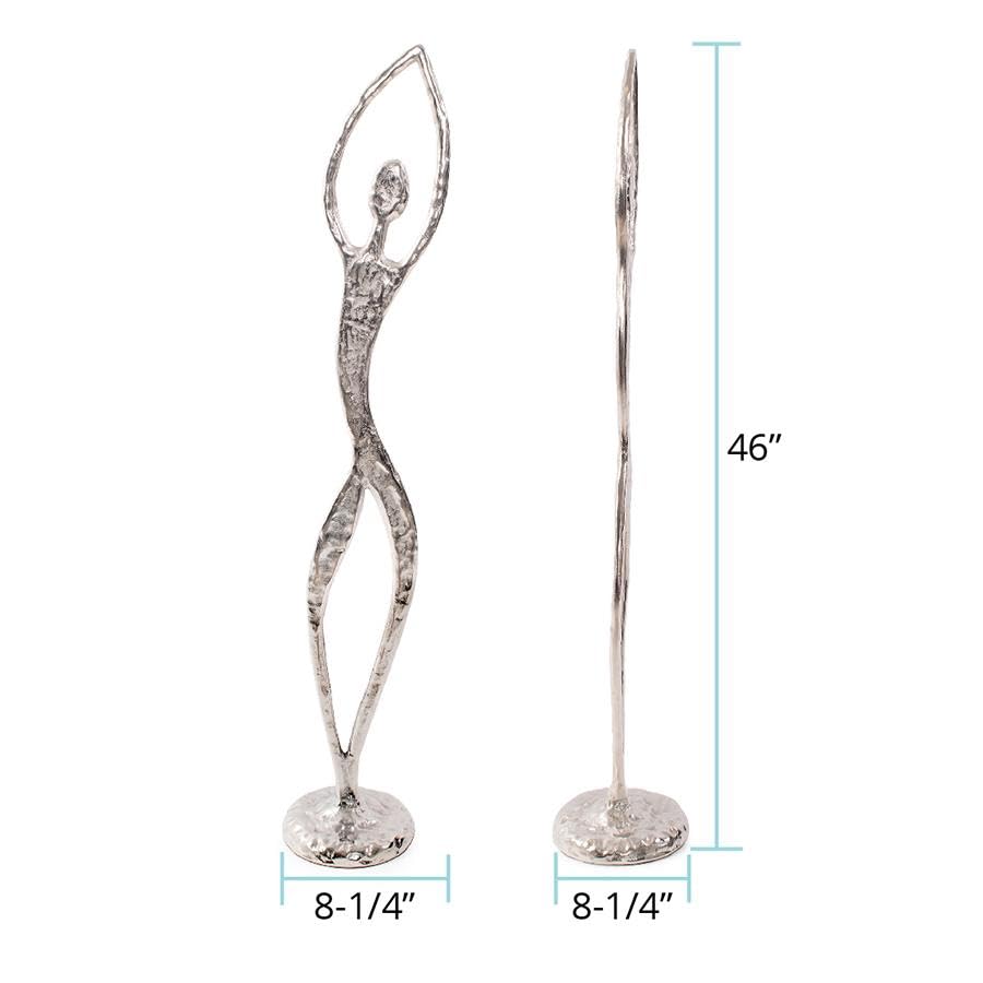 Estatua Decorativa Bailarina Texturizada de Aluminio Plateado miniatura 6