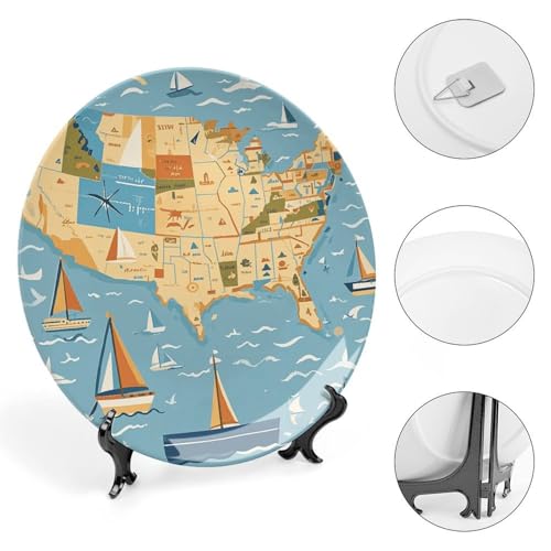 Decoración de pared marinera sin complicaciones con plato cerámico VFKLT de 8 pulgadas 5