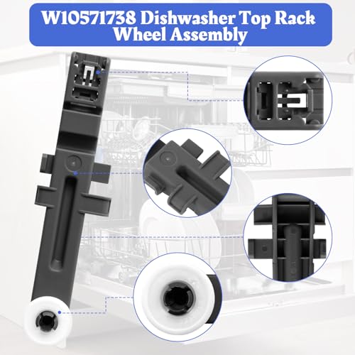 Image of 4 Pack W10571738 Dishwasher Upper Dishrack Adjuster And Wheel Assembly
