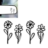 2PCS Flowers Car Mirror Decal,Rearview Mirrors Sticker,Flowers Car Accessories Vinyl Cute Cars Stickers and Decals Gifts for Women,Men,Kids,Teens,for Bathroom Decal,Computers