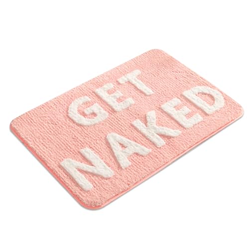 Tokenhigh Tappetino da bagno, antiscivolo, lavabile, morbido, divertente, carino, tappetino da bagno, tappetino da bagno, tappetino da doccia, tappetino assorbente, 40 x 60 cm (rosa e bianco)