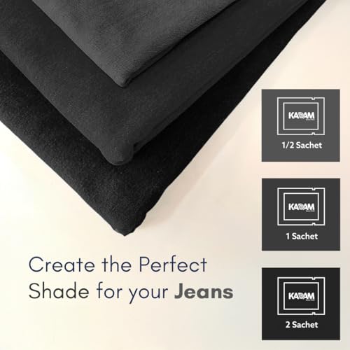 Kadam Pakka Rang Permanent Fabric Dye | Shade 27: Jeans Black | 10 Dye Sachets + 5 DyFix Color Fixer Sachets | Cloth Colour Powder for Clothes