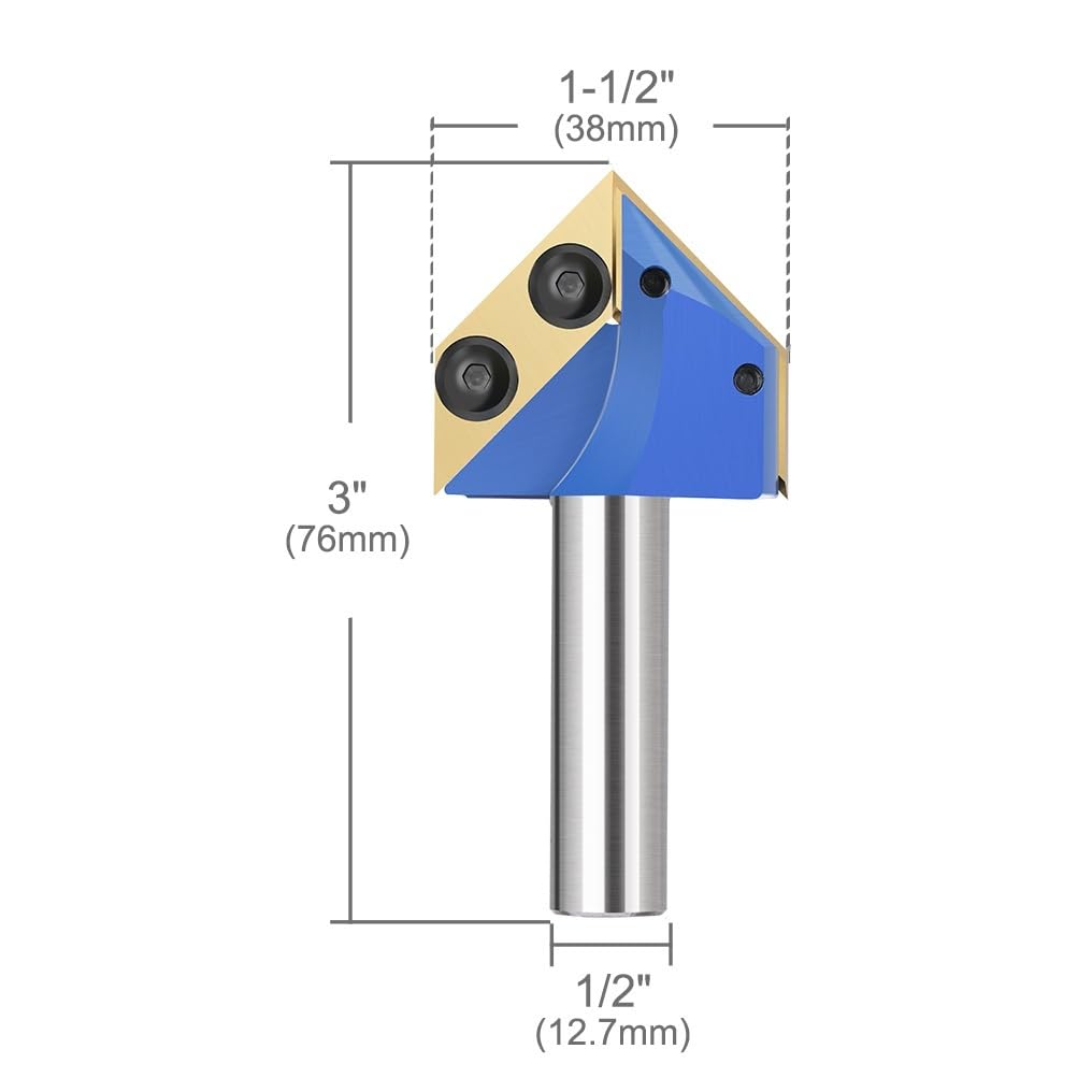 Punta per fresa per scanalatura Punta for pialla in metallo duro a 90 gradi, punte for incisione con scanalatura a V, fresa for a gambo da 1/2 for lavorazione del legno, 1 pezz0