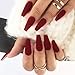 Produktbild Brishow Künstliche Nägel Ballerina Matt Falsche Nägel Pure Color Acryl Drücken Full Cover Stick auf die Nägel 24 Stück für Frauen und Mädchen (Rot)