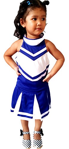Total 2550 Little Girls' Cheerleader Cheerleading Outfit Uniform Costume Cosplay Blue/White (S / 2-5) #TOP2