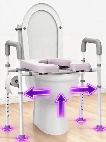 Raised Toilet Seat with Handles Adjustable Heavy Duty