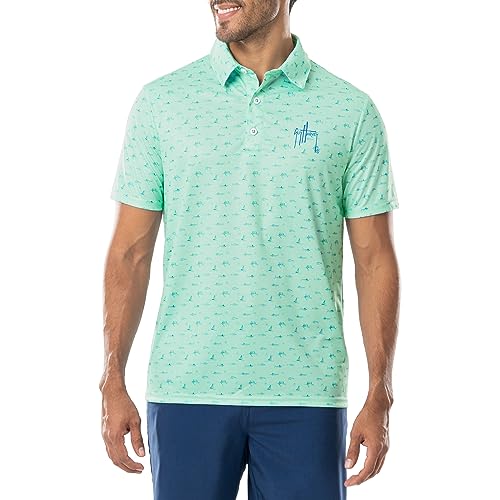 Guy Harvey Men’s Performance Recycled Polyester Short Sleeve Polo Shirt